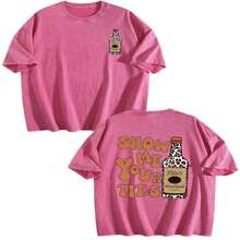 Vintage Vintage Style, Tito's Vodka Enthusiast, Leopard Print Elements, SHOW ME YOU TITOS Humorous Text Memes, Washed Double-Sided Printed Vintage T-Shirt..…. Retro Loose T-Shirt, Men's Casual Style T-Shirt, Machine Washable And Washable Old T-Shirt; Cool Design Pattern T-Shirt, Durable And Comfortable Fabric, Street Fashion Sense, A Must-Have For Street Style Enthusiasts, Top-Level Sportswear, Suitable For Daily Commuting, Dating, Leisure Matching, Suitable For Holiday Gift Giving, The First Choice For Gift Giving. HHMR - 玫紅色 - 查看 7