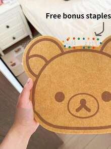 1PC(No Nails Included) Felt Board Home Decoration Wall Decor Board Felt Poster Wall Sticker Bear Wall Sticker Rilakkuma Room Decoration, Cute Dormitory Background Decoration Hanging Cloth Photo Wall Felt Message Board No Damage To Walls No Drilling Required - Brown - 查看 5