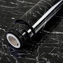 1卷自粘墙纸，黑白大理石纹理，防水可移除，不留残胶，防油防刮，易于粘贴，光泽简约深色奢华高级饰面，适用于厨房台面、橱柜、浴室盥洗台、墙面、家具翻新。 - 壁紙 - 查看 15