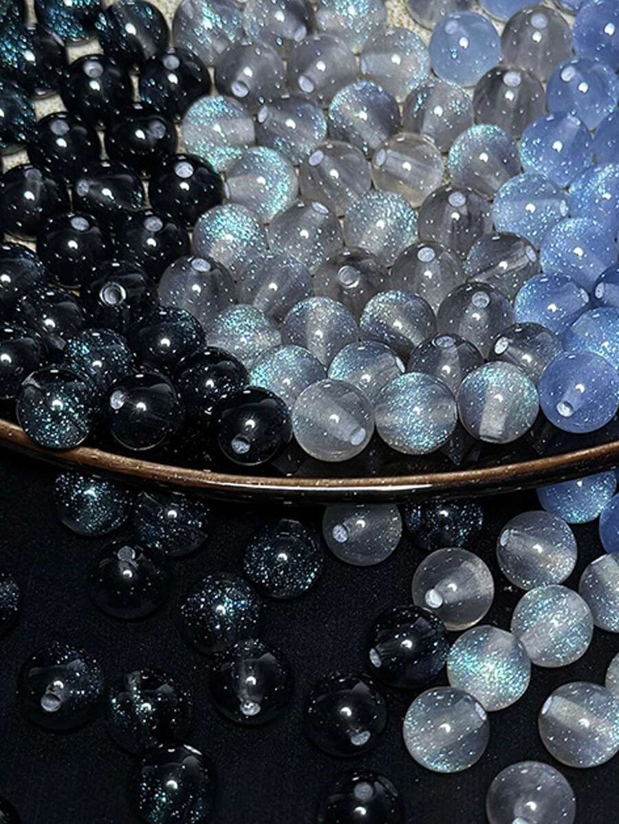 50颗梦幻春夏星空亮片树脂圆珠散珠，手工DIY串珠手链材料 - 彩色 - 查看 1