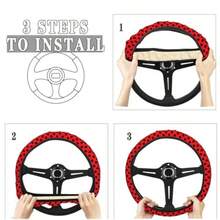GLadybug Black Polka Dot Red Steering Wheel Covers Anti-Slip Elasticity Car Accories Steering Wheel Protector Universal 15 Inch For Cars SUV Vehicle Truck1 - 多色7 - 查看 6