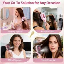 Detangling Hair Brush With Spray Function - 2-In-1 Detangling Brush, Controls Frizz | Portable Spray Brush With Built-In 50ml Water Mist Spray, Suitable For Wet And Dry Curly And Coarse Hair Detangling - Multiple Styles - View 5