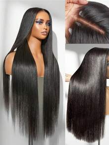 bling hair 200% Density Glueless Wear And Go Straight Wigs For Women Human Hair 6x4 HD Lace Closure Wigs Human Hair Brazilian Virgin Wigs Pre Plucked Pre Cut 5x5 Glueless Lace Front Wigs Human Hair Straight 7x5 9x6 Closure Wigs Ready To Wear For Beginners 24 26 Inch - Natural Black - Xem 2