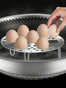 1 pieza Rejilla plegable de acero inoxidable para cocinar huevos al vapor, rejilla de cocina multifuncional para cocinar al vapor, rejilla para cocinar pan al vapor, rejilla resistente al agua para cocinar verduras al vapor, muy adecuada para cocinar huevos, pan, pescado, dumplings, patatas, batatas, maíz, etc. - Multicolor - Ver 5