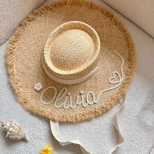 Mũ rộng vành dệt chữ tùy chỉnh, mũ rơm raffia chống nắng cho nữ, thích hợp cho mùa xuân hè, đi biển, đi nghỉ mát, dự tiệc, mặc hàng ngày, quà tặng Ngày của Mẹ, quà tặng thủ công sáng tạo. - Mũ rơm có chữ - Xem 26
