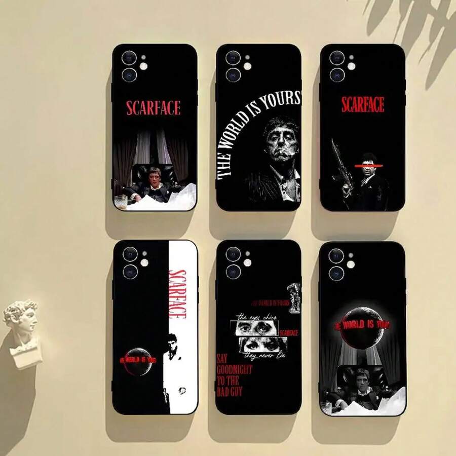 Funda para teléfono R-ScarfaceTonyMontana negra para iPhone 17/16/15/13/14ProMax/11Plus/X/Xr/XsMax13mn17Air - z6 - Ver 1