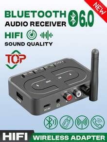 KZ Bluetooth 6.0 Audio Receiver, 3.5mm AUX R/L RCA Hi-Fi Stereo Wireless Adapter With Microphone, Supports USB Disk Playback, Suitable For Car Speakers, Amplifiers And Desktop Speakers - Black - View 2