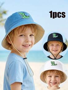 1pc 2-6Y Toddler Boys' Cartoon Dinosaur Print Bucket Hat, Summer Sun Protection, Lightweight & Packable, Quick Dry Soft Material, Skin-Friendly, One Size Fits Most, Washable, Suitable For Beach, Outdoor Play, Hiking, Camping - 1PC - View 2