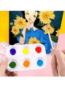 10片/套 加厚长方形画板，6孔，适用于水彩和油画，学生美术用品 - 白色 - 查看 5