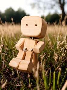 1/2pcs New Rocking Wooden Decorative Doll, Rocking Feet Wooden Doll, Rocking Wooden Figure Decor, Handmade, Rocking Feet, Wooden Car Dashboard Decor, Creative Wooden Desktop Decoration - Multicolor - View 3