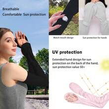 2pcs Spring, Summer And Autumn Sun Protection Sleeves, Ice Silk Outdoor Driving Ice Sleeves, Anti-Ultraviolet Arm Guards, Large Sleeves, Sun Protection Gloves - A - View 9