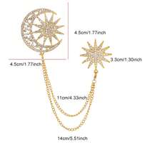 1pc Elegant Rhinestone Star & Moon Chain Brooch, Snowflake Design, Suitable For Festival Gifts, Hijab Accessories, Daily Wear, Business Meetings, Birthday Parties, Wedding Attire Gifts For Mother, Father, Graduation, And Teacher - Multicolor - View 2