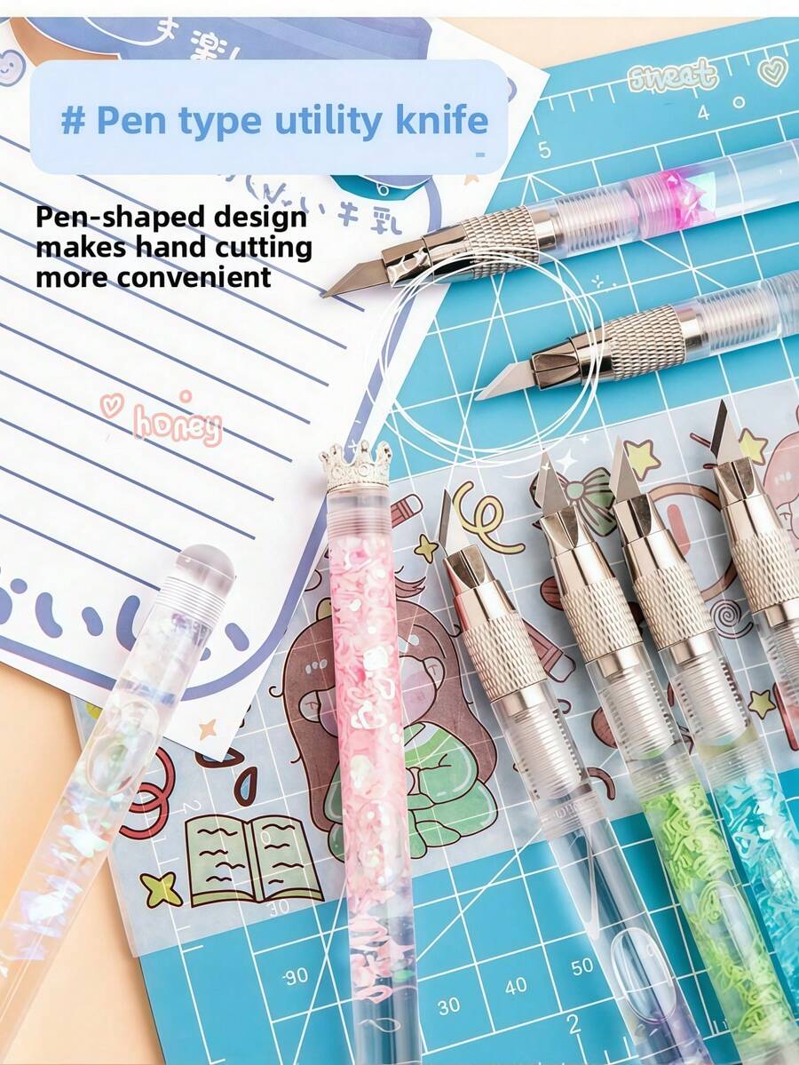 1把可爱日记雕刻刀，高品质闪光多用途刀，适用于剪贴簿、贴纸切割、雕刻、文具、学生用品、包裹开启器