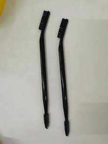 Bộ 5/10 cọ trang điểm lông mi và lông mày màu hồng, trắng và đen, thiết kế tiện dụng, hai mặt, cọ lông mày, cọ tán phấn mắt, lược, bộ quà tặng. - màu đen - Xem 7