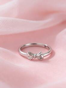 1pc S925 Sterling Silver Bow Knot Ring, Sweet & Cute Girly Style, Suitable For Girls' Casual Daily Wear, Minimalist Fresh Design, Unique Friendship & Family Commemorative Jewelry Gift - Bow - View 2