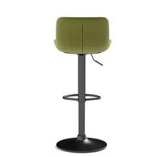 Swivel Dining Room Bar Stool, Velvet, Height Adjustable - Green - View 7