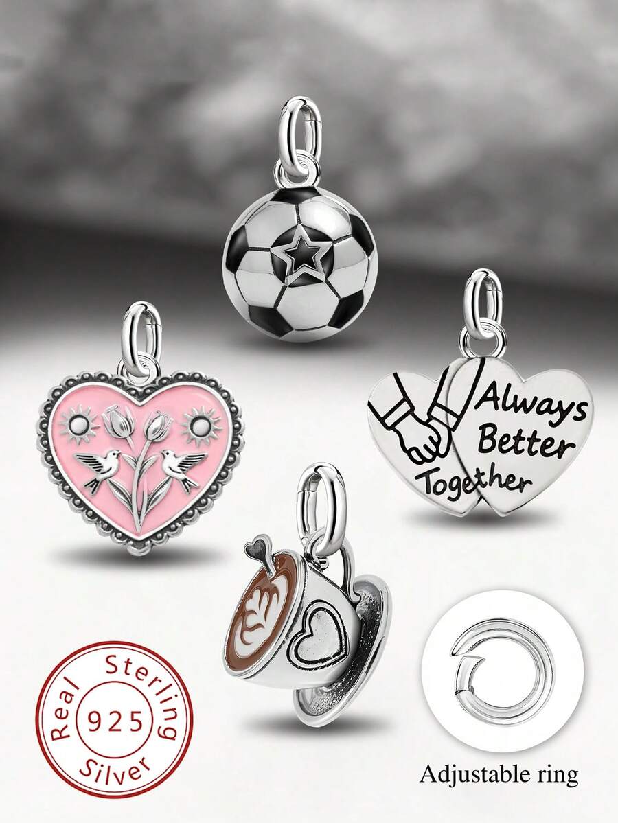 1pc Simple And Unique 925 Sterling Silver Spring Flower Bunny Charm Mom Charm DIY Pendant Delicate Jewelry Gift For Women Or Men - Set 1 - View 1