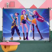 1pc 2026 Hot-Selling Korean Girl Group Themed Birthday Party Backdrop | Birthday Party Scene Decor, Birthday Party Atmosphere Photography Prop, Girl Group Themed Birthday Party Companion, Student Party Affordable Item - Multicolor - View 2