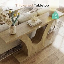 LITTLE TREE 63 Inch Entryway Console Table – 2-Tier Farmhouse Narrow Sofa Table Behind Couch With Curved U-Shaped Base, For Hallway, Entrance, Living Room - 棕色 - 查看 8
