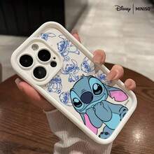 名创优品 x 迪士尼史迪奇彩色液体印花手机壳，适用于 iPhone 17/17 Pro/17 Pro Max/17 Air/16/15/14/13/12/11/X 系列，iPhone 17 Pro Max 手机壳，iPhone 17 Pro 手机壳，iPhone 17 手机壳，送给女朋友的圣诞礼物 - 白色 - 查看 1