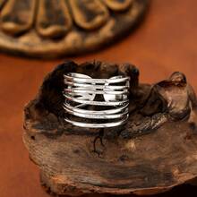 1pc Stainless Steel Minimalist Fashion Ring - Silver - View 1