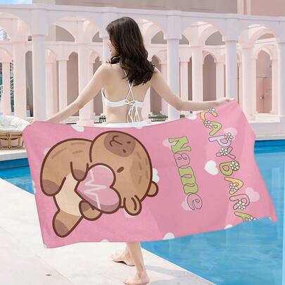 1pc Customizable Beach Towel - Super Soft Microfiber Material, Quick Dry, Anti-Sand, 10 Personalized Text Options - Suitable For Beach, Travel, Camping, Swimming - Excellent Gift Choice