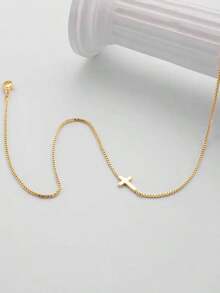 1 chiếc vòng cổ mặt dây chuyền hình thánh giá tinh tế dành cho nữ, vòng cổ choker mặt thánh giá nhỏ nhắn, vòng cổ nhiều lớp phù hợp để đeo hàng ngày, hẹn hò và phối cùng trang phục thanh lịch. - Vàng - Xem 2