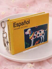Llavero libro SEP perrito / llavero para maestras / llavero bonito para la escuela / HECHO A MANO / SÍ SE ABRE EL LIBRO - Dorado - Ver 4