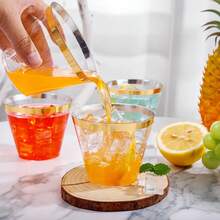 Bộ 10/20/25/50/100/200 chiếc ly sâm panh trong suốt viền vàng 9oz, ly cocktail tái sử dụng, thích hợp cho năm mới, Giáng sinh, tiệc tùng, đám cưới, sinh nhật, Ngày lễ tình nhân và các sự kiện trường học. - Nhiều màu - Xem 10