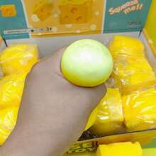 Mini Square Cheese Squishy Toy Slow Rebound Soft Squeeze Hand Relief For Daily Use - 黃色 - 查看 3