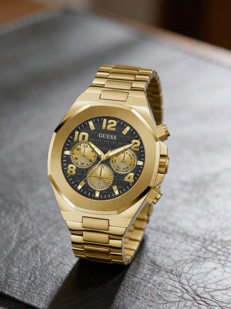 Đồng hồ nam GUESS Quartz vỏ thép không gỉ, thích hợp cho các dịp kinh doanh và làm quà tặng sinh nhật, GW0489G2 - Vàng - Xem 1