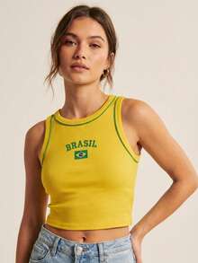 Premium Ribbed Cropped Tops From Brazil – Style, Comfort, And Attitude - Màu vàng - Xem 2