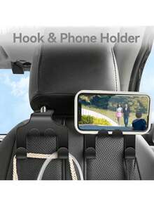 Car Seat Headrest Hooks, Car Seat Bag Hooks, Car Seat Hanger Hooks - 4-In-1 Car Back Seat Headrest Hook Organizer, Universal Car Seat Hooks For Purses, Handbags, Clothes, Coats, Water Bottles, Etc., Perfect Match With Car Interior Accessories - Multicolor - View 2
