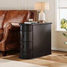 Tribesigns 23.6" No Assembly Required Solid Wood End Table With 2 Drawers, Narrow Bed Side Table For Living Room, Accent Table For Sofa Or Bedside, Finished Back,Vintage Wood Nightstand For Bedroom, Black - 黑色 - 查看 12