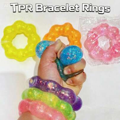 1pc Glitter TPR Soft Gel Squeeze Stress Relief Bracelet, Creative Squeeze Pressure Relief Bracelet, Portable Handheld Anxiety Relief Relaxation Tool For Office & Home