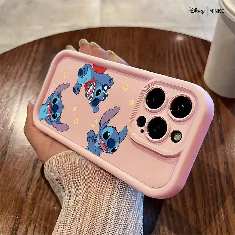 Ốp lưng điện thoại Disney Lilo & Stitch hình Stitch dễ thương, che phủ toàn màn hình, dành cho iPhone 17/17 Pro/17 Pro Max/17 Air/16/15/14/13/12/11/X Series, ốp lưng iPhone 17 Pro Max, ốp lưng iPhone 17 Pro, ốp lưng iPhone 17, quà Giáng sinh cho bạn gái - Hồng - Xem 1