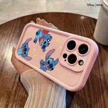 Ốp lưng điện thoại Disney Lilo & Stitch hình Stitch dễ thương, che phủ toàn màn hình, dành cho iPhone 17/17 Pro/17 Pro Max/17 Air/16/15/14/13/12/11/X Series, ốp lưng iPhone 17 Pro Max, ốp lưng iPhone 17 Pro, ốp lưng iPhone 17, quà Giáng sinh cho bạn gái - Hồng - Xem 3