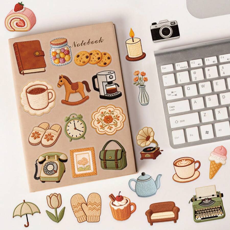 50 buah Stiker PET Transparan Gaya Bordir Kartun, Cocok untuk Ponsel, Komputer, Gitar, Gelas Air, dan Aksesori Hangat Lainnya - 1 Set - View 1