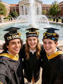 9pcs Black And Gold Paper Graduation Caps Party Hats,Crown Design Graduation Paper Cap For Class Of 2026,Adult Graduation Celebration Supplies,Graduation Photo Props - Random - View 5