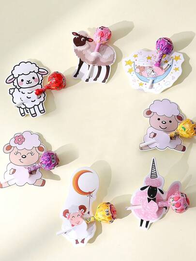 Bộ thiệp trang trí kẹo mút hình cừu dễ thương mừng Eid Al-Adha, quà tặng lễ hội, bao gồm các hình cừu hoạt hình, cừu sao và trăng, cừu kỳ lân, dễ dàng cắm kẹo mút, trang trí sống động và ấm áp cho các buổi họp mặt gia đình trong dịp Eid và quà tặng ngày lễ, thêm không khí lễ hội cho kẹo và truyền tải những lời chúc Eid ấm áp, phù hợp với nhiều dịp lễ hội Hồi giáo khác nhau.