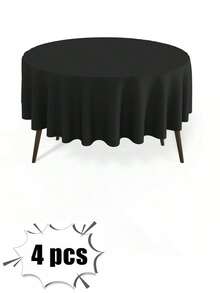 1/4/10/15 Packs Disposable Plastic Table Cloth, 84" Round Tablecloth, Leakproof & Sturdy Decorative Table Covers For Picnic, Party And Outdoor, White,Round White Plastic Disposable Tablecloth , Party & Event Decorative Cover - View 13