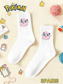 pokemon 宝可梦 1/3/5 双装可爱卡通印花透气柔软中筒袜，加固鞋跟和鞋头，经久耐穿，男女通用，四季皆宜 - 彩色 - 查看 19