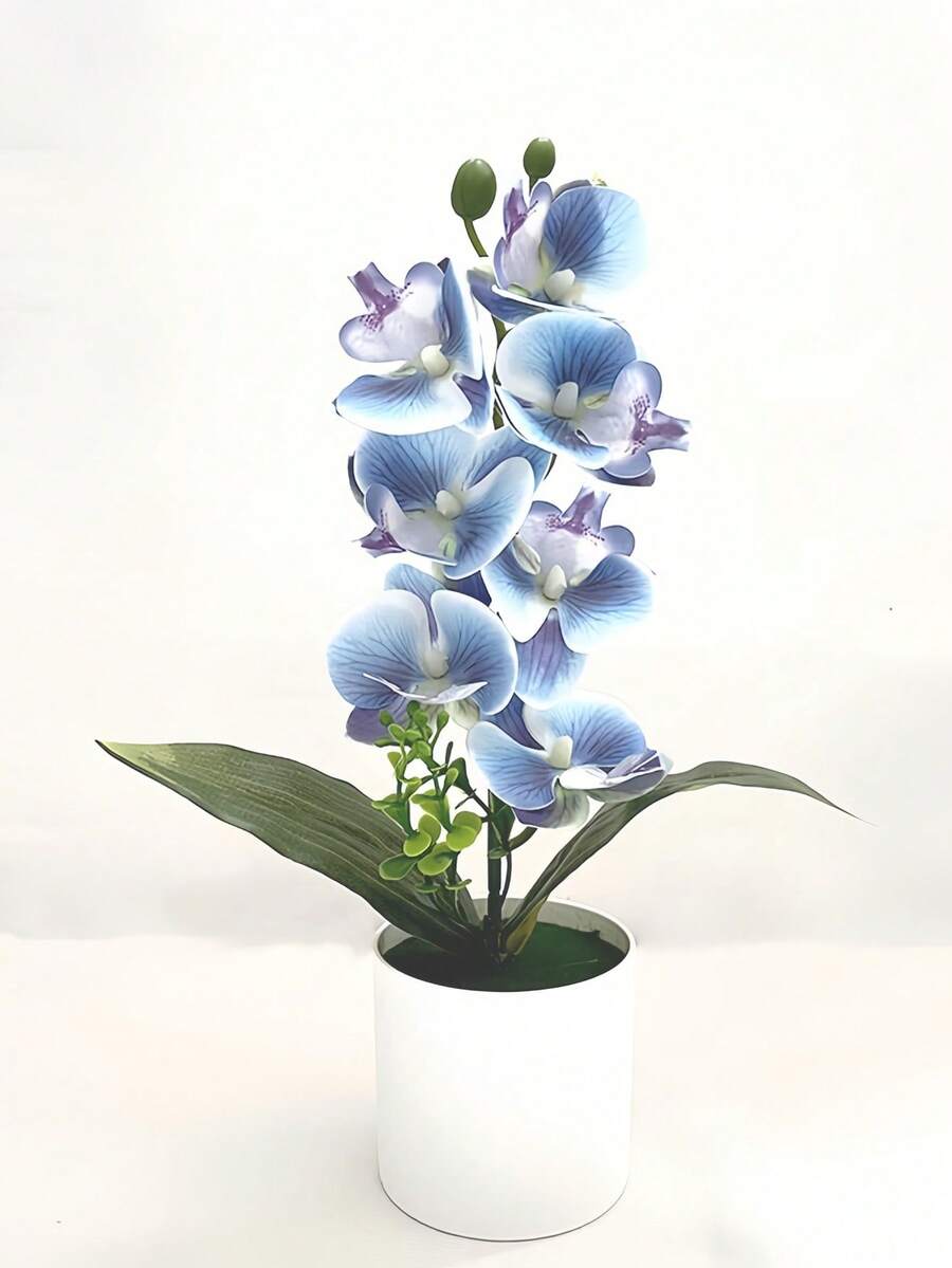 3件組人造蝴蝶蘭盆栽植物，逼真仿真蘭花盆景，絲綢人造花卉裝飾，適合居家辦公室桌面裝飾，春夏季、母親節或婚禮室內裝飾禮物