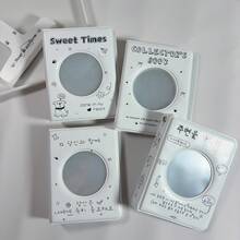 1本3英寸相册，带20个口袋，双面设计，可容纳40张照片，适用于9.3*6.6厘米的照片，镂空圆形设计，个性化迷你相册，婚礼/周年纪念/生日礼物，便携式相册 - 小狗家族 - 查看 6