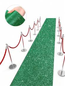 Tapete Passadeira Verde com Glitter (1 unidade), Ideal para Corredores de Eventos, Atividades, Casamentos, Decoração para Eventos Internos e Externos, Palcos e Shows, Cerimônias de Premiação, Aniversários, Chás de Panela, Pedidos de Casamento, Festas de Fim de Ano, Aniversários e Casamentos. - Verde - Ver 2