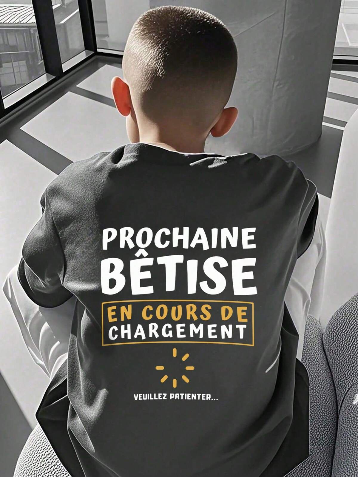 Garçon préadolescent - "Chargement de la prochaine bêtise, veuillez patienter..." T-shirt imprimé de dessin animé amusant, tissu doux et confortable, convient pour les sports de plein air des garçons, le port quotidien, le style de rue, le style de campus, top décontracté polyvalent et à la mode pour garçons printemps/été 3
