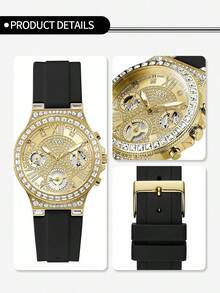 Đồng hồ Guess nữ, dây silicon, ba kim, dòng Moonlight, vỏ thép không gỉ/mặt kính chống trầy xước, GW0257L1 - màu đen - Xem 6