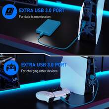 مروحة تبريد P5 Slim مع إضاءة RGB، مبرد قابل للتعديل بسرعة 3 مراوح ل- 5 Slim Disc/Digital Edition، مع منفذ USB 3.0 إضافي، سهل التركيب - مشاهدة 6