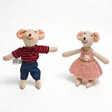 1 pièce/2 pièces Poupée de souris mini détachable de 15 cm pour costume de fête, jouet en tissu doux de souris convenant pour maison de poupée et décoration de mini scène, cadeau pour enfants - Multicolore - Voir 15