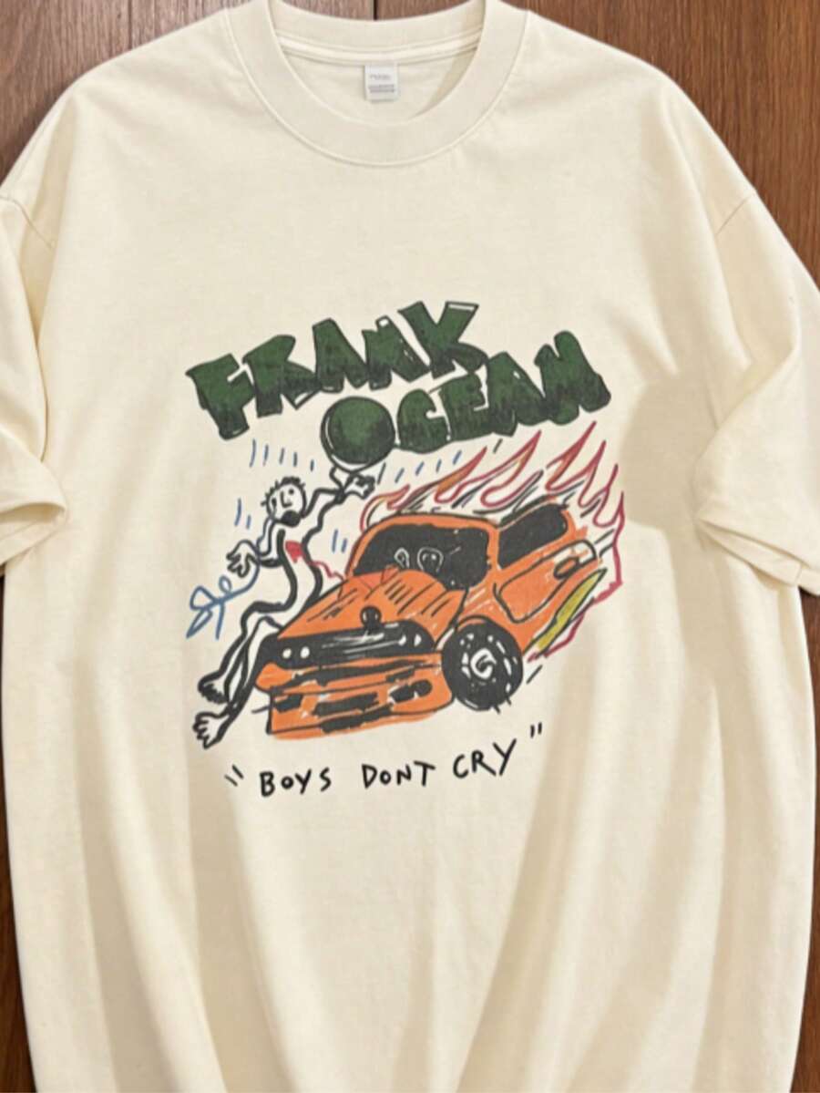 Shirt Frank O-Ocean Blonde T Shirts Accessories Men Women Pure Cotton Crazy Frank Boys Don't Cry Tee Shirt Clothing Plus SizeLoose And Comfortable2026 Halftime Show Shirt - 杏色 - 查看 1